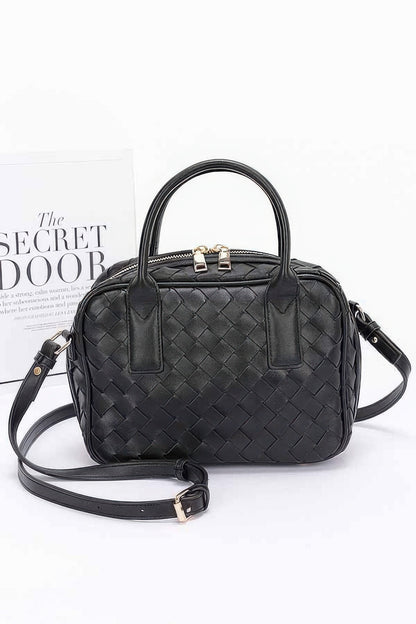Faux Leather Braided Handbag