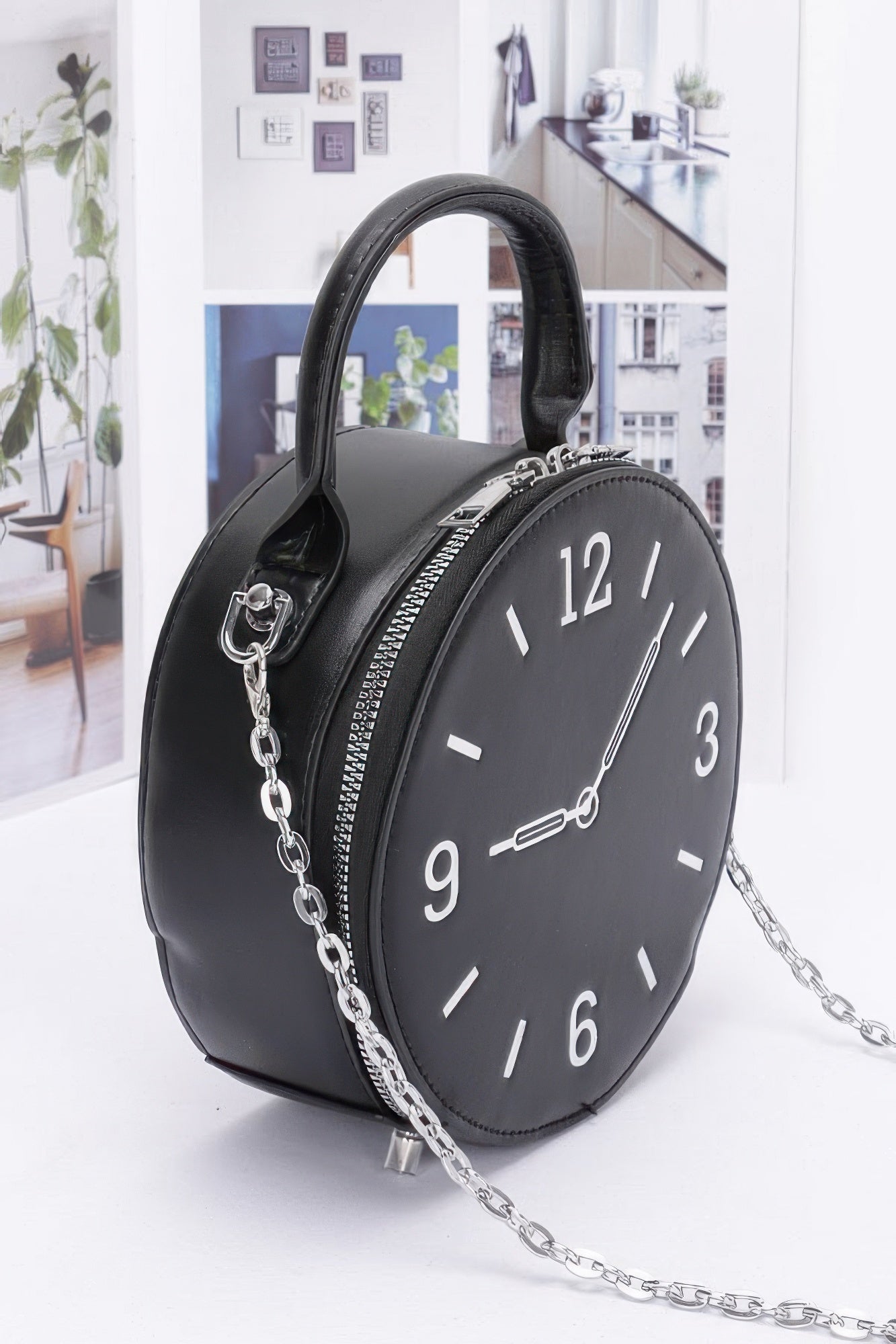 Faux Leather Clock Novelty Bag