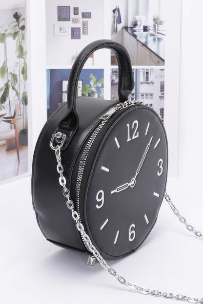 Faux Leather Clock Novelty Bag