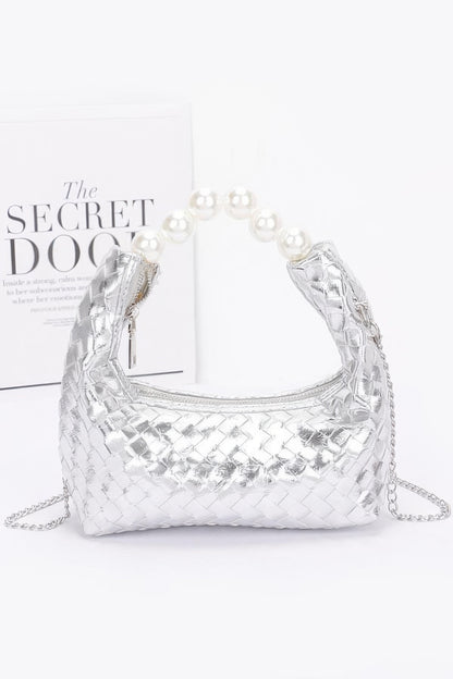 Metallic Braided Pearl Handle Bag