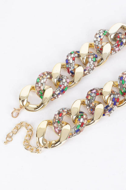 Ccb Chain Rhinestone Necklace Set
