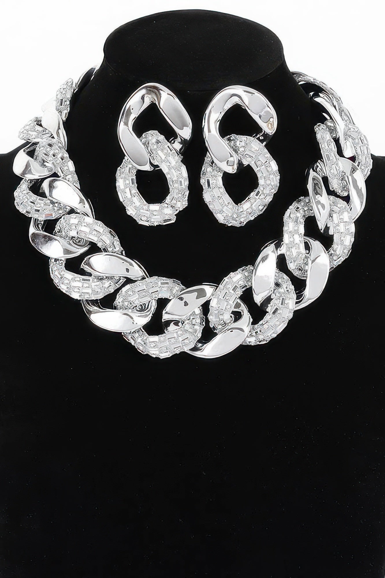 Ccb Chain Rhinestone Necklace Set