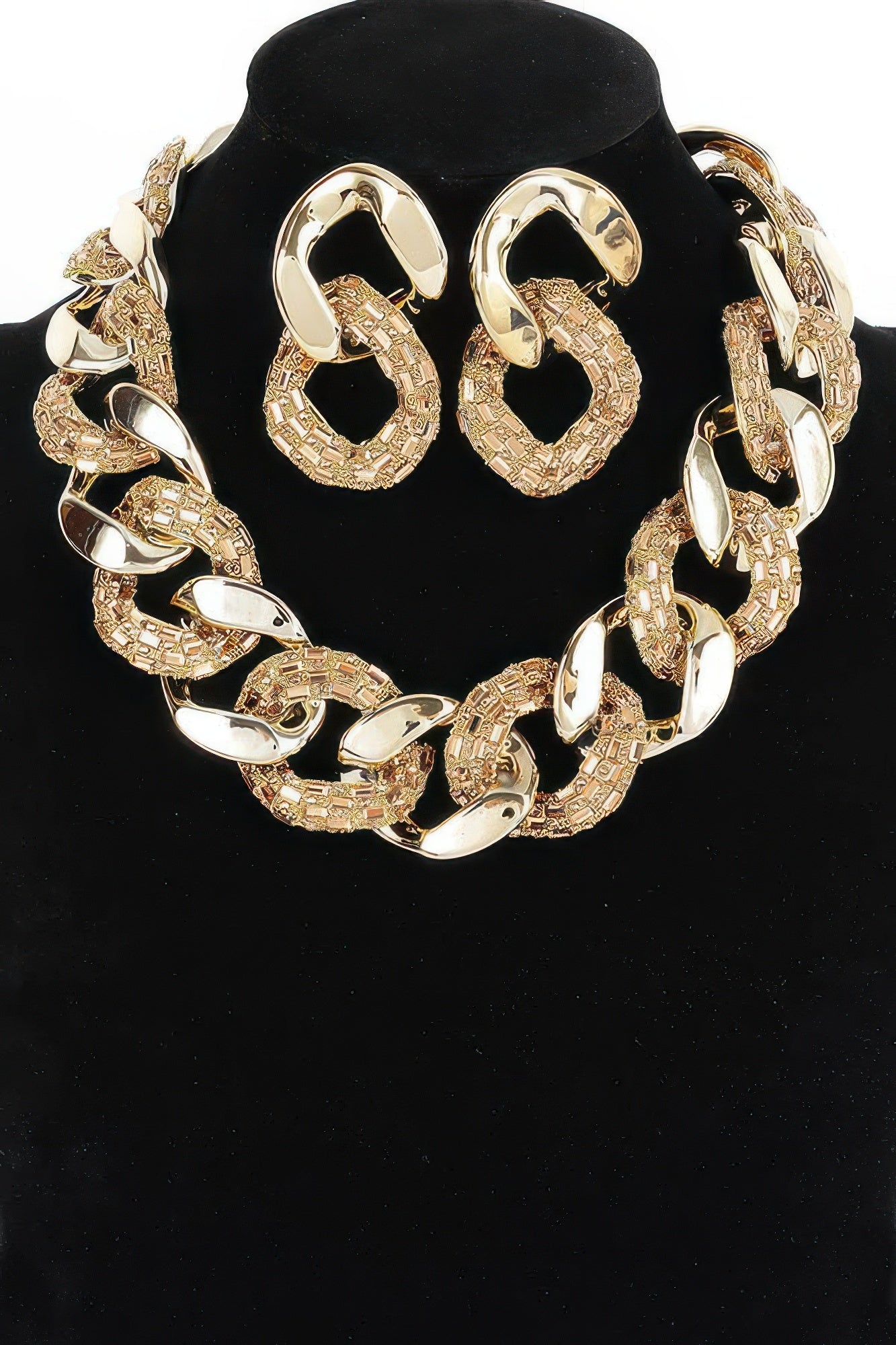 Ccb Chain Rhinestone Necklace Set