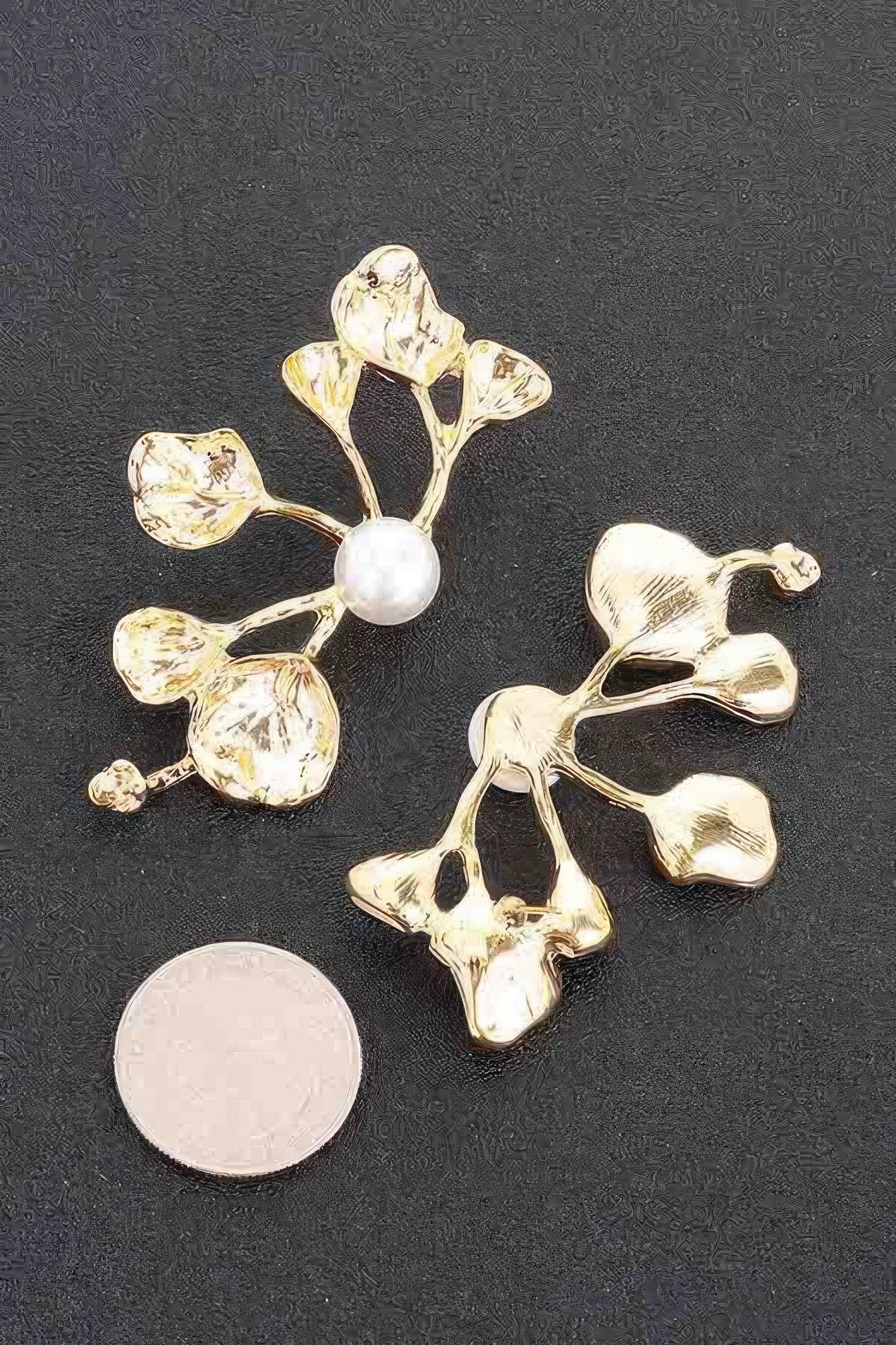 Faux Pearl Metal Flower Earring