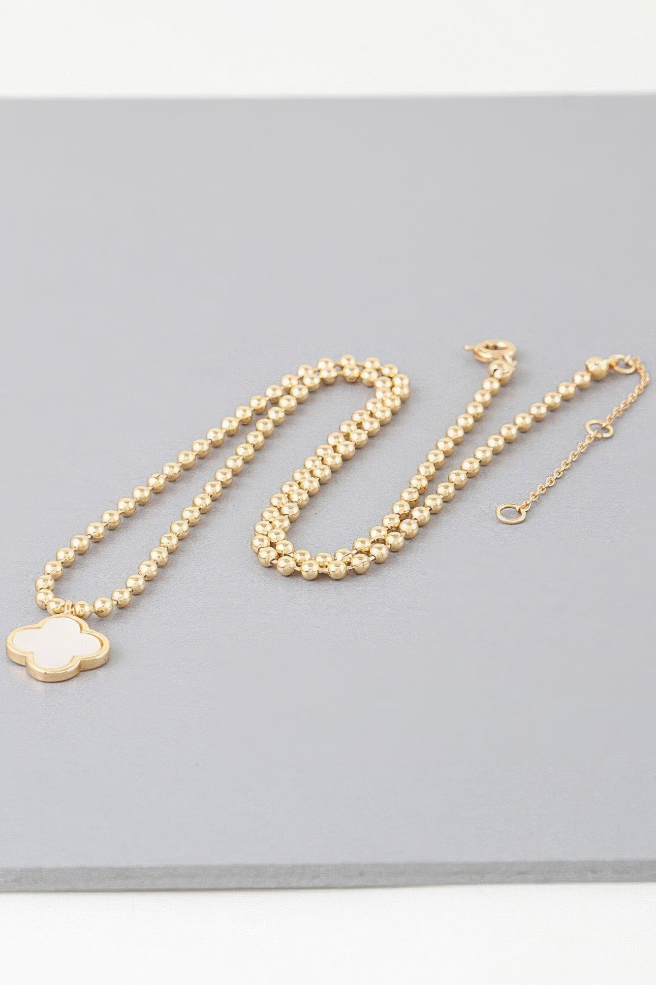 Modern Clover Charm Beaded Necklace
