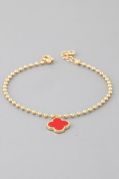 Modern Clover Charm Beaded Bracelet