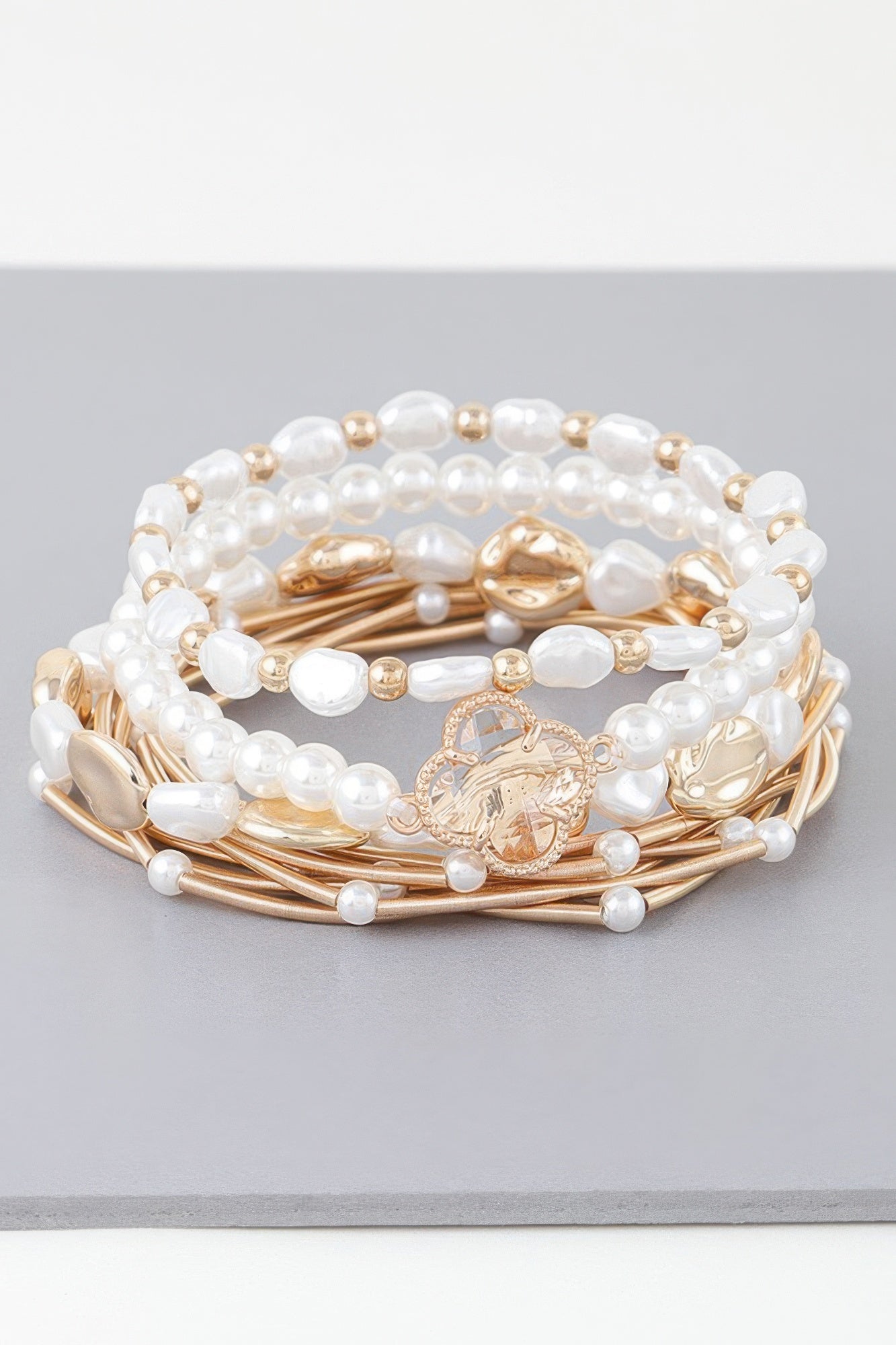 Multi Clover N Bead Bracelet