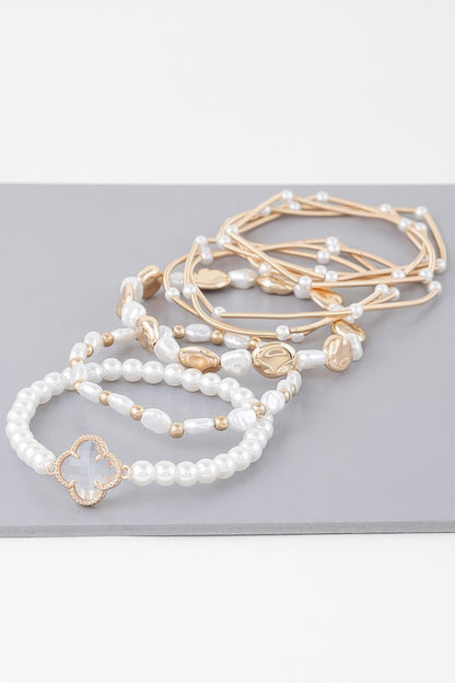 Multi Clover N Bead Bracelet