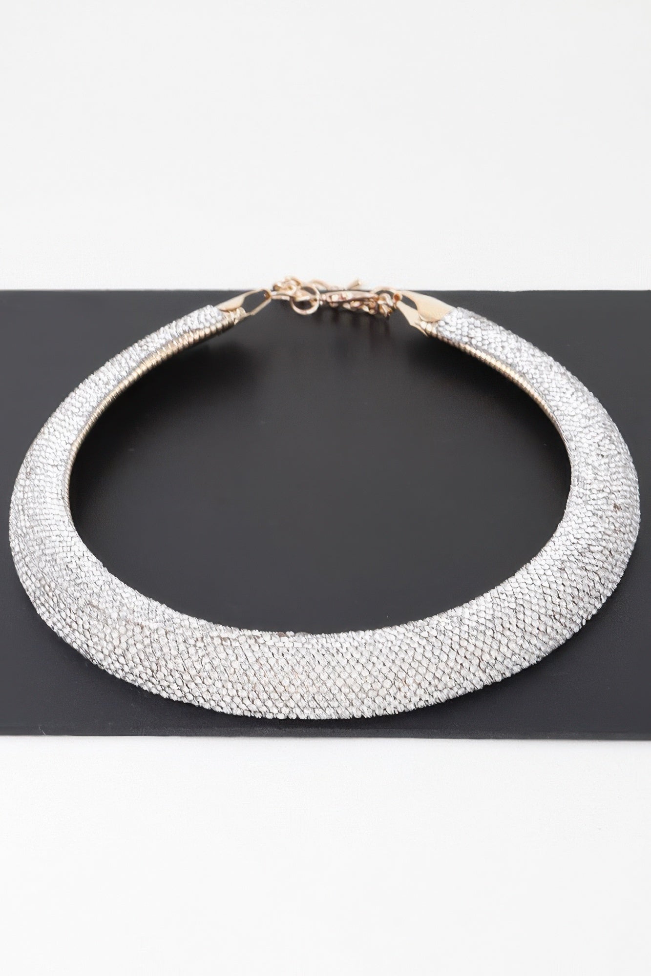 Wide Bejeweled Statement Necklace