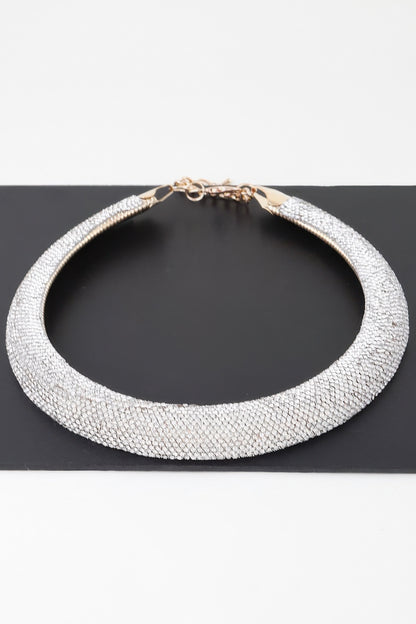 Wide Bejeweled Statement Necklace
