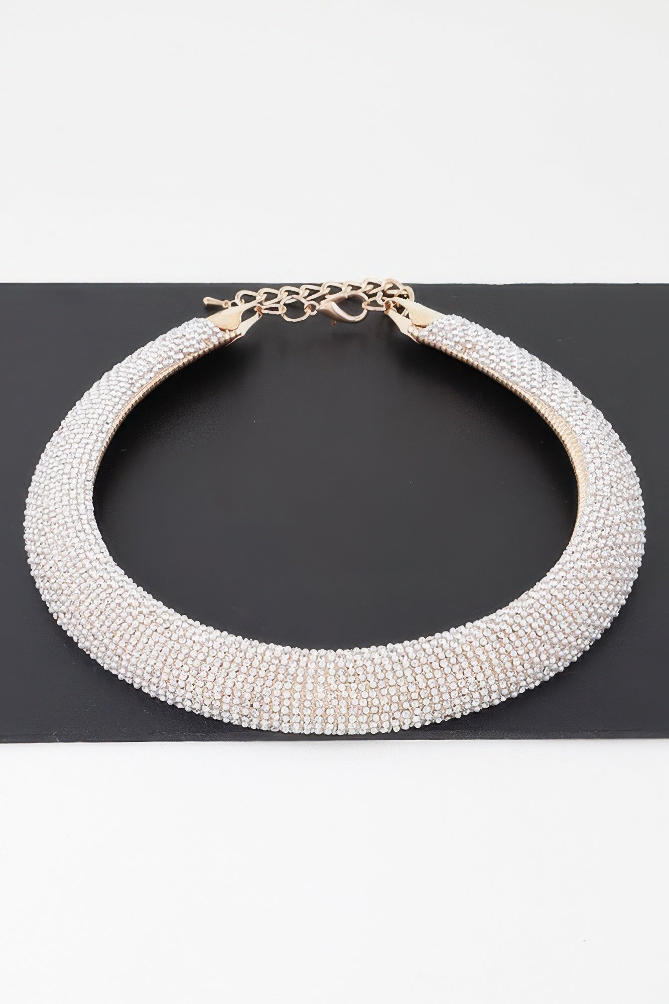 Wide Bejeweled Statement Necklace