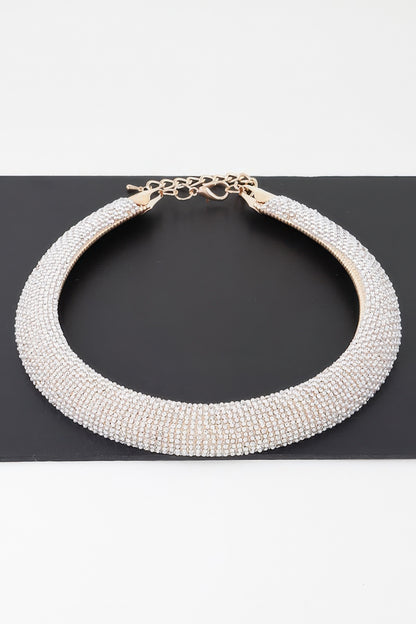 Wide Bejeweled Statement Necklace
