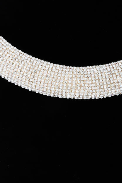 Wide Bejeweled Statement Necklace