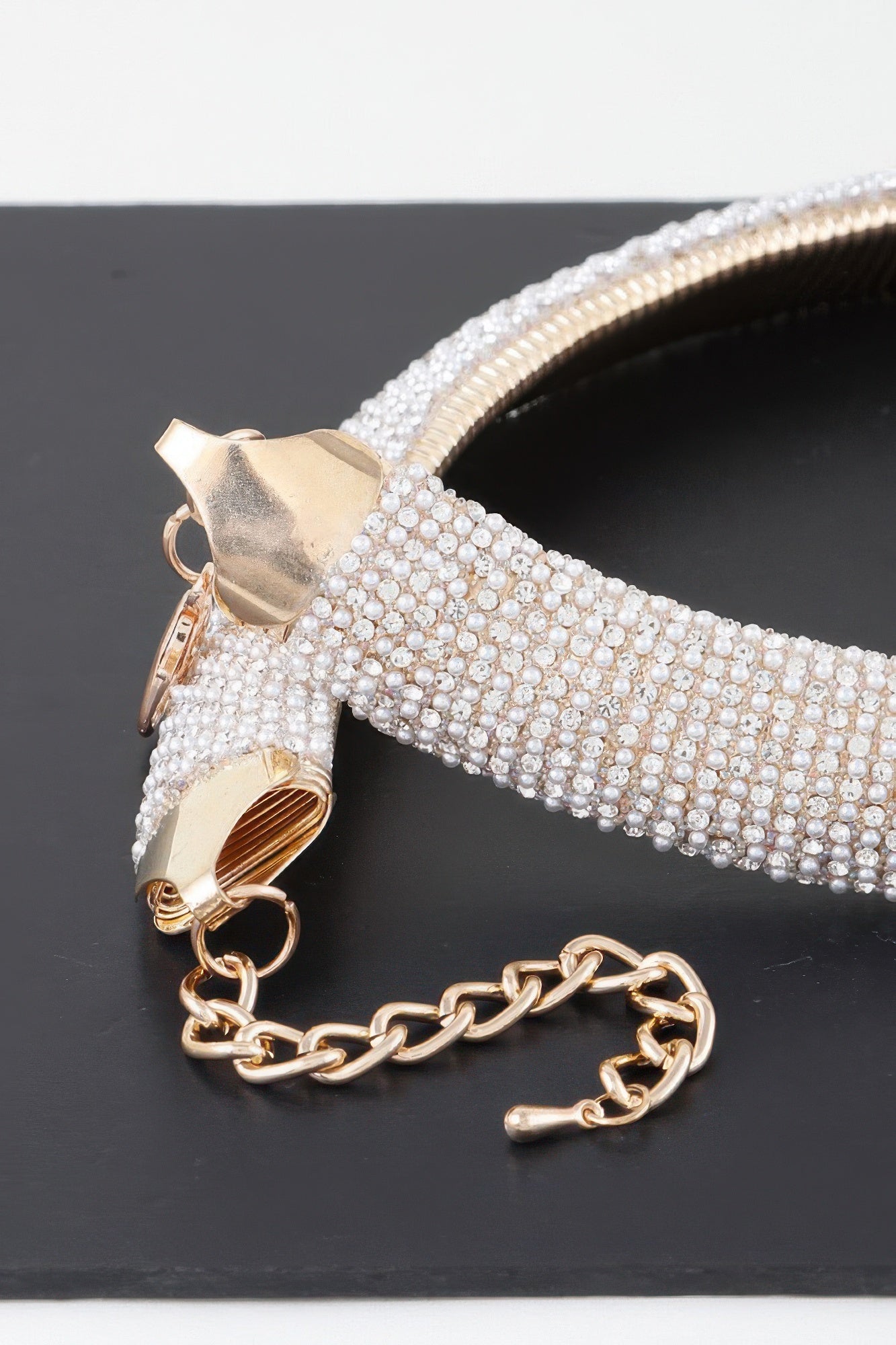 Wide Bejeweled Statement Necklace