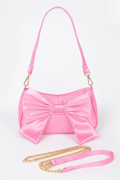 Satin Bow Front Shoulder Bag