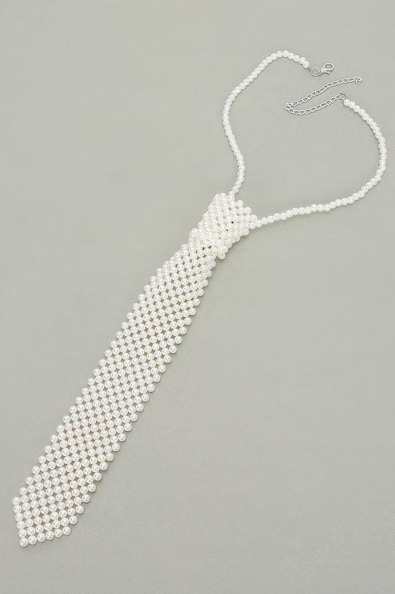 Faux Pearl Polyester Necktie Necklace