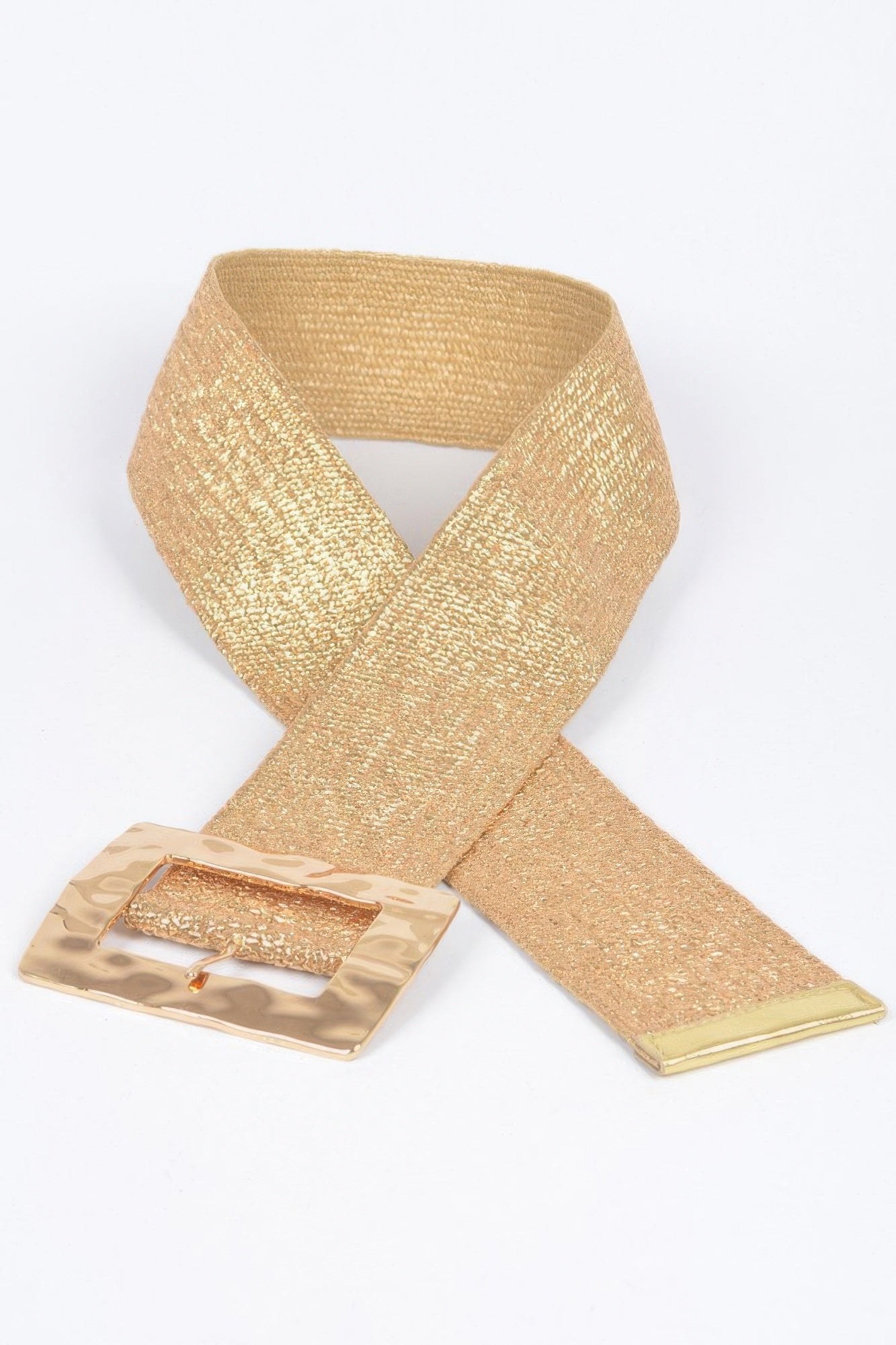 Rectangle Metal Buckle Stretch Straw Belt