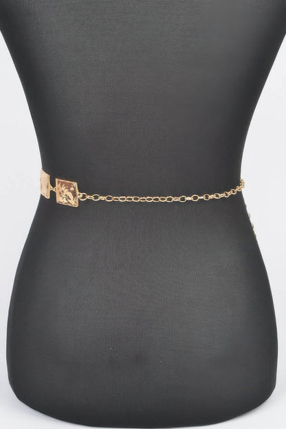Hammered Square Metal Chain Belt