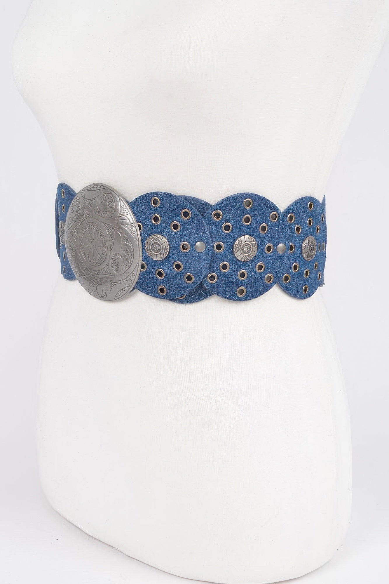 Denim Multi Eyelet Rounds Western Belt