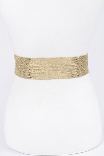 Wide Pearl Buckle Elastic Belt