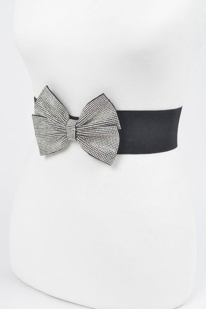 Rhinestone Ribbon Elastic Belt