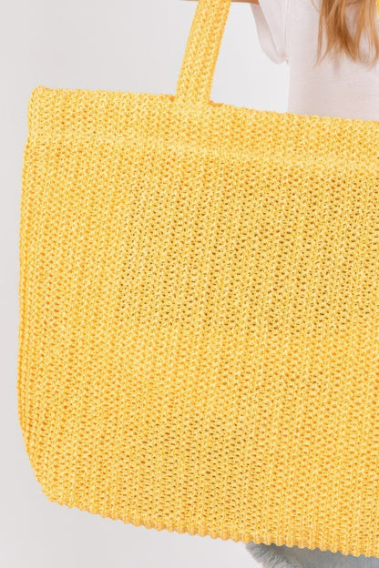 Solid Crochet Straw Bag