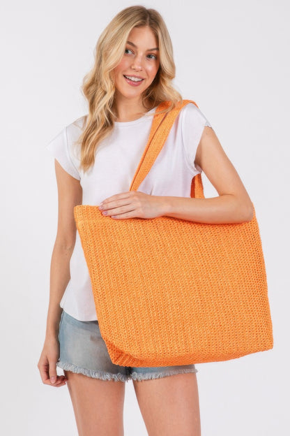 Solid Crochet Straw Bag