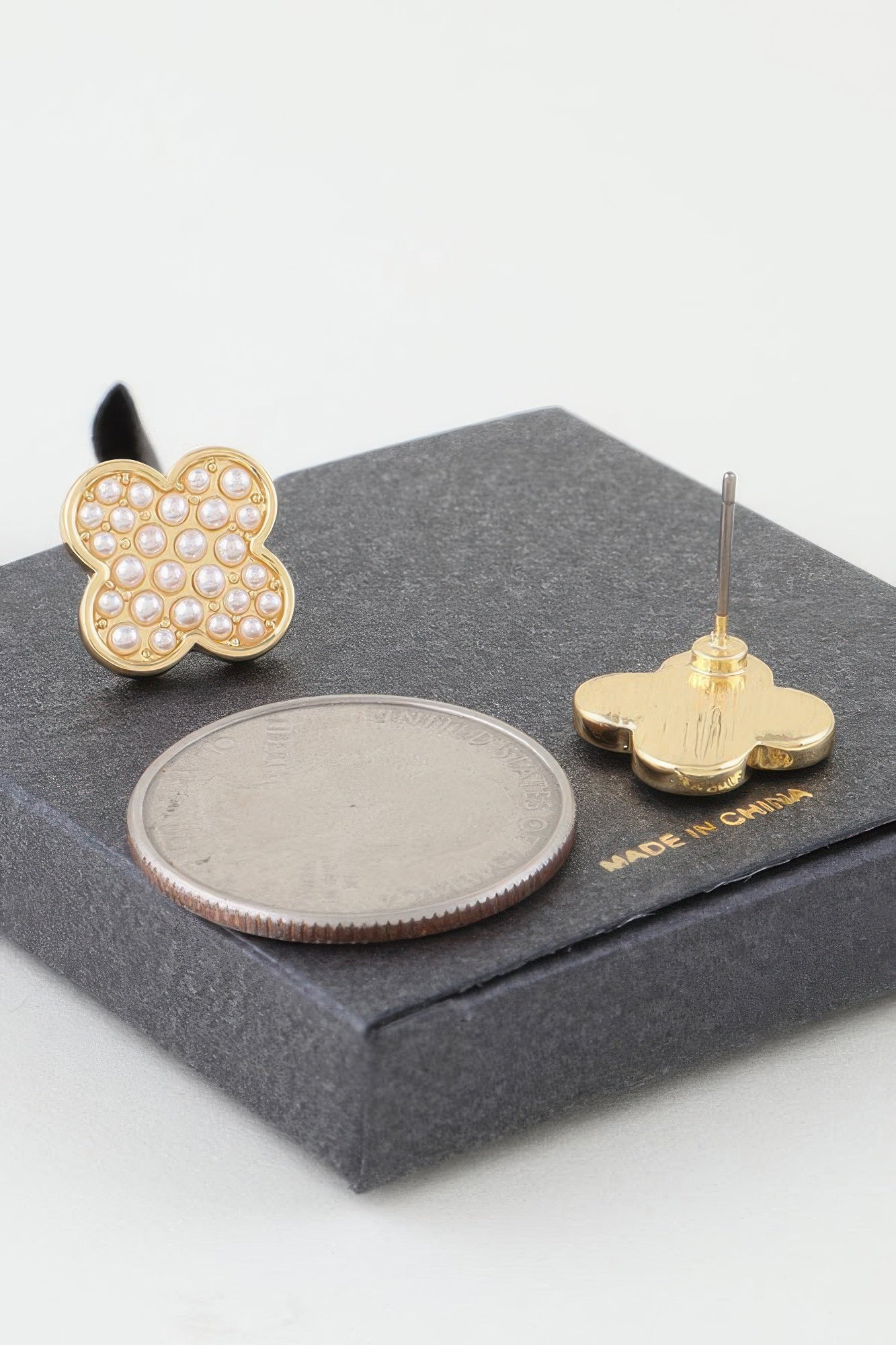 Pearled Clover Stud Earrings