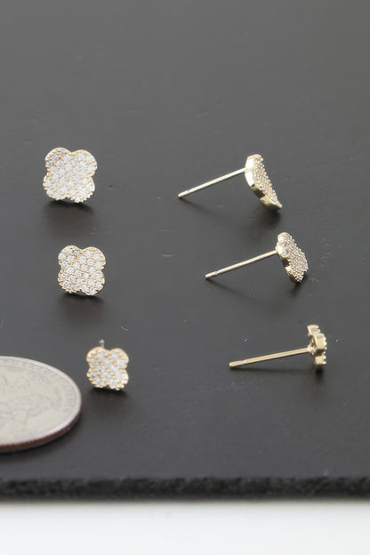 Multi Jeweled Clover Stud Earrings Set
