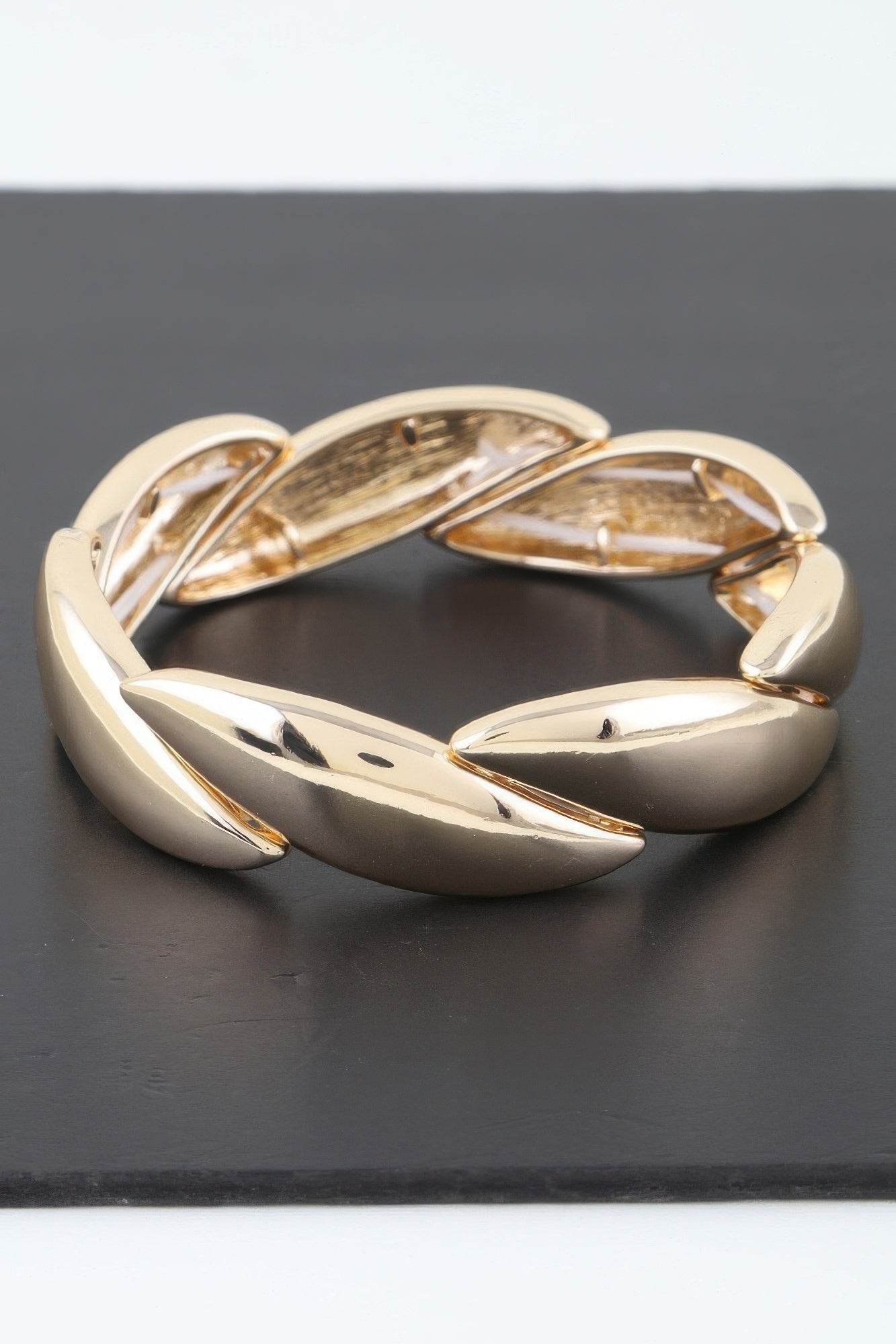 Shiny Overlapping Leaves Bracelet