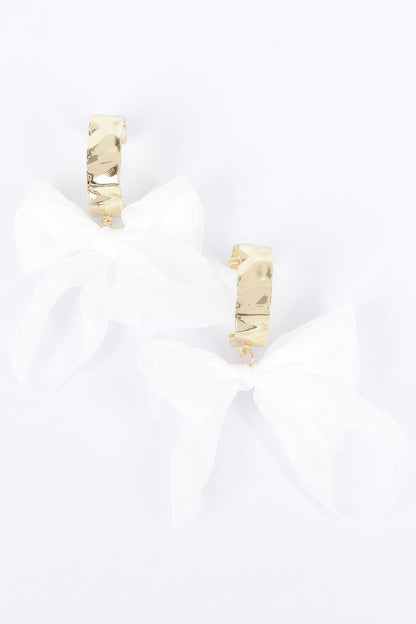 Metal Fabric Flower Earring