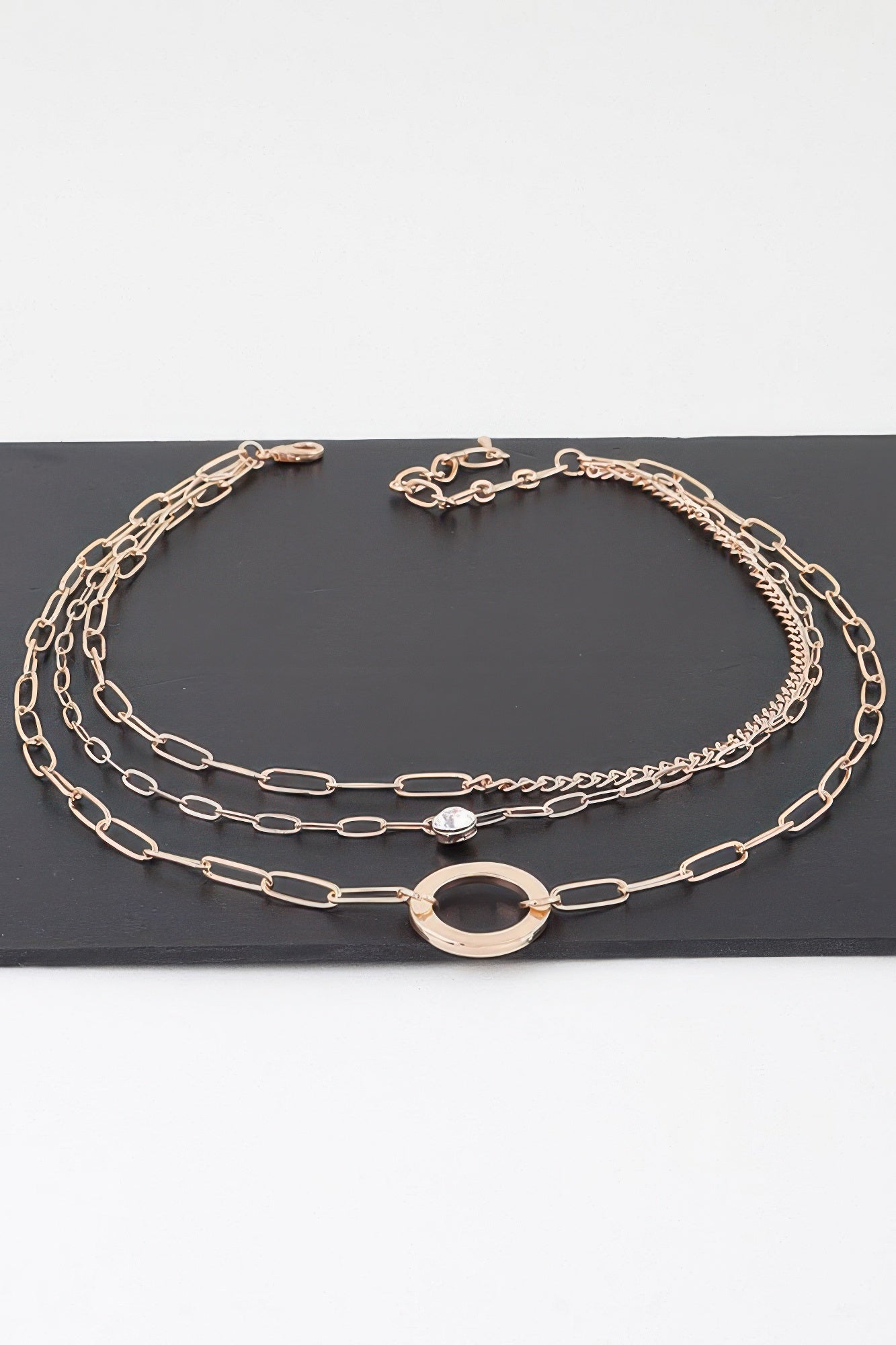 Multilayer Lin Chain Ring Necklace