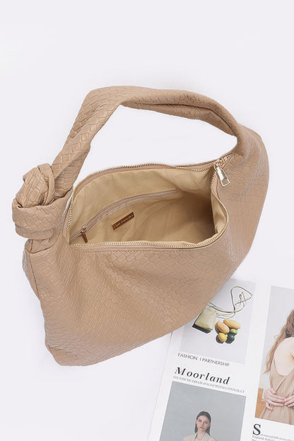 Embossed Faux Leather Big Hobo Bag