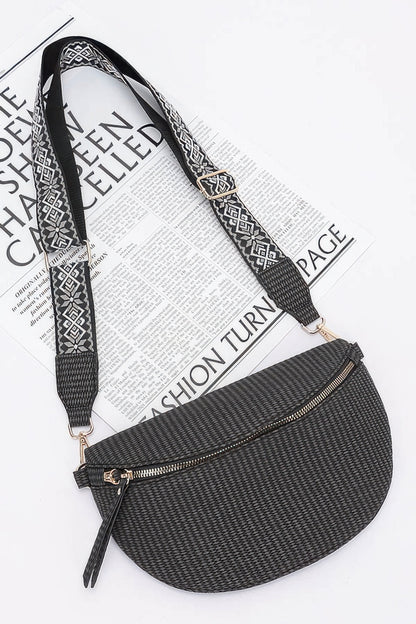 Faux Leather Fanny Pack W/ Multi Color Strap