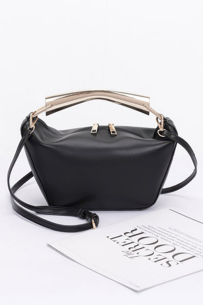 Faux Leather Metal Handle Bag