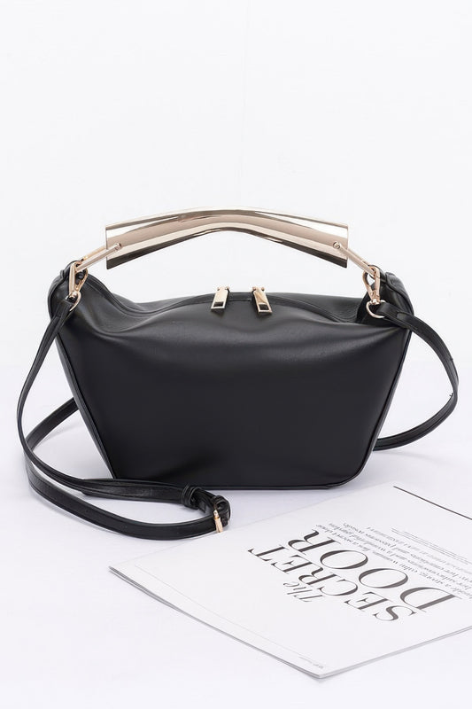 Faux Leather Metal Handle Bag