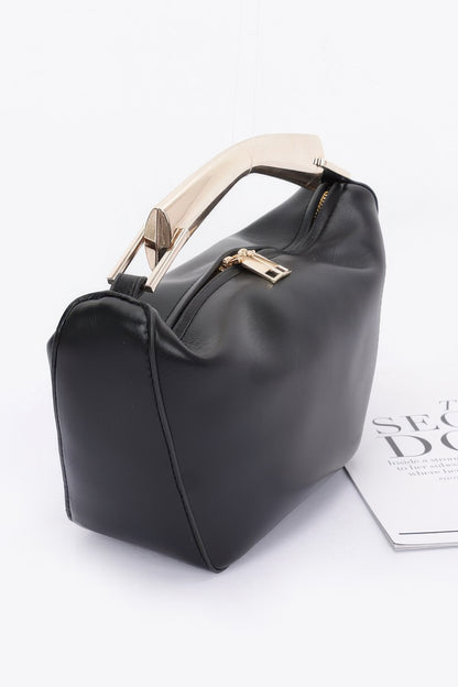 Faux Leather Metal Handle Bag