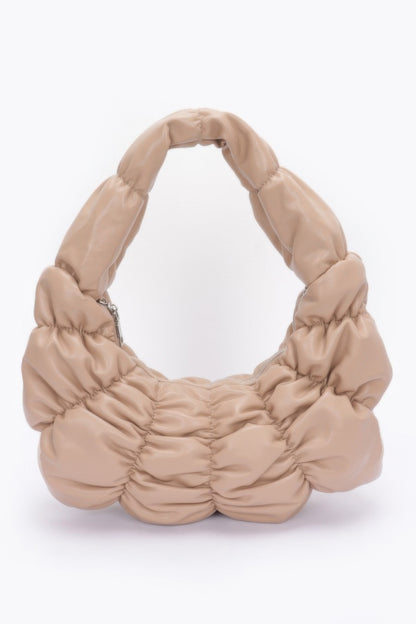 Pleated Faux Leather Shoulder Bag
