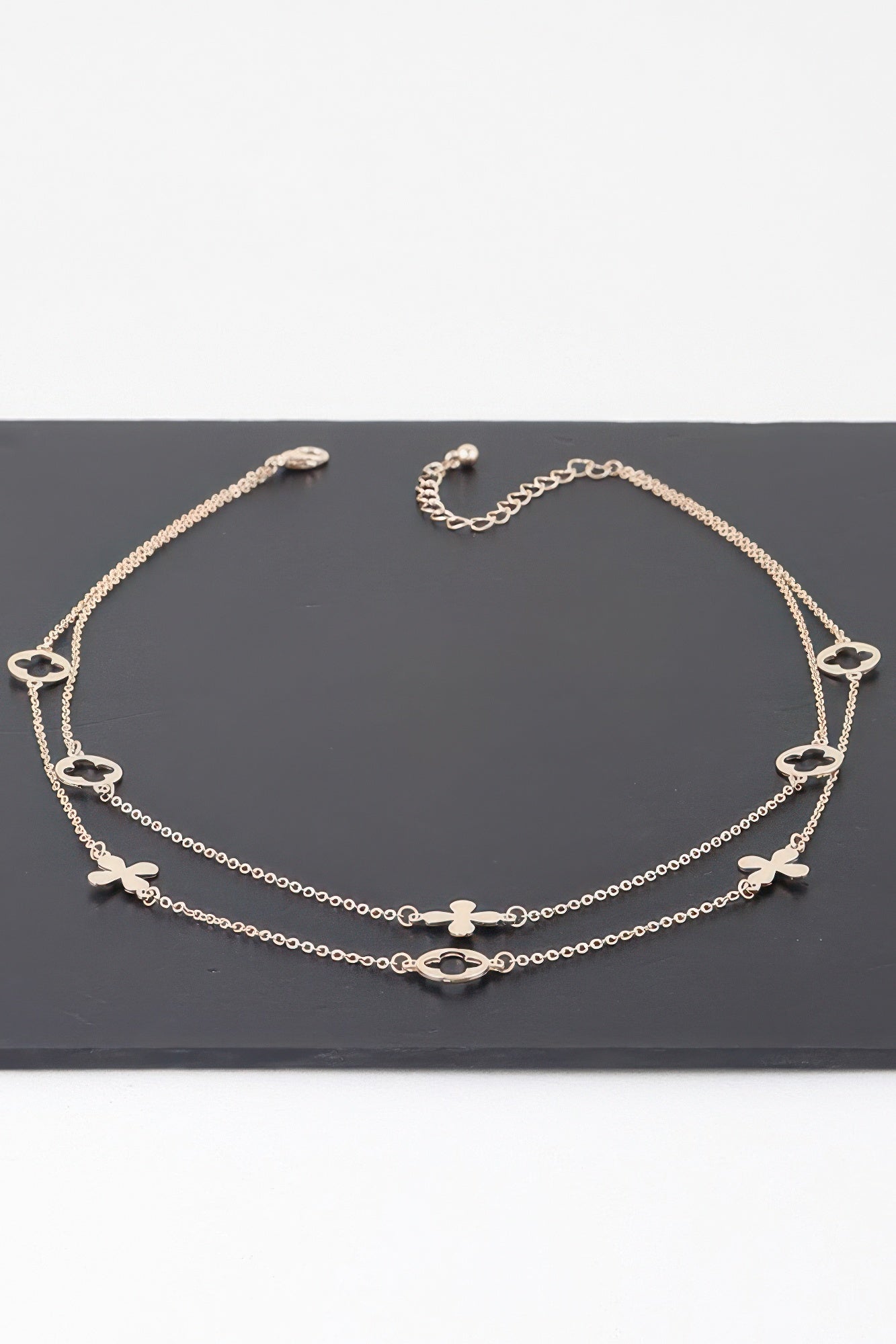 Double Open Clover Charm Necklace