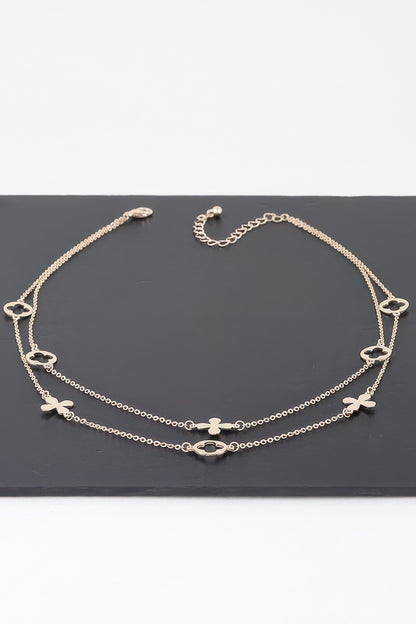 Double Open Clover Charm Necklace