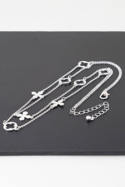 Double Open Clover Charm Necklace