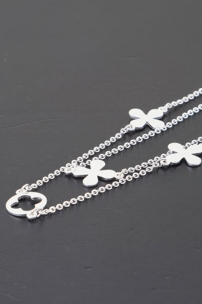 Double Open Clover Charm Necklace