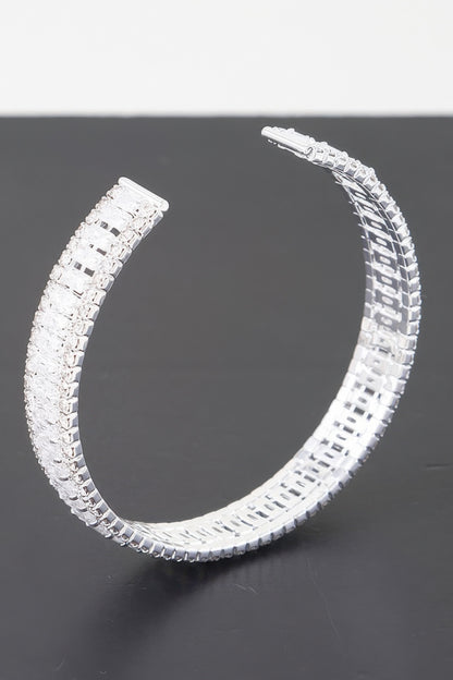 Wide Cubic Zirconia Cuff Bracelet