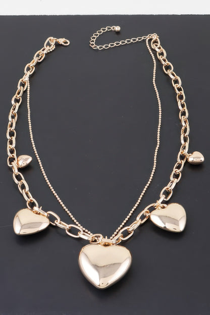 Multi Heart Charm Pendant Necklace