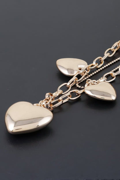 Multi Heart Charm Pendant Necklace
