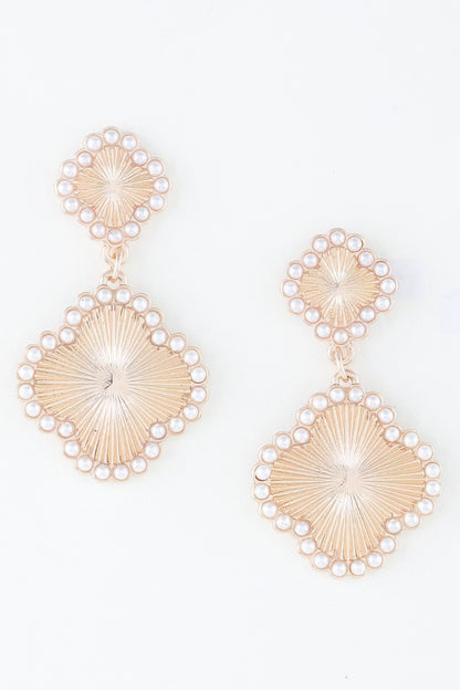 Pearled Clover Drop Earrings