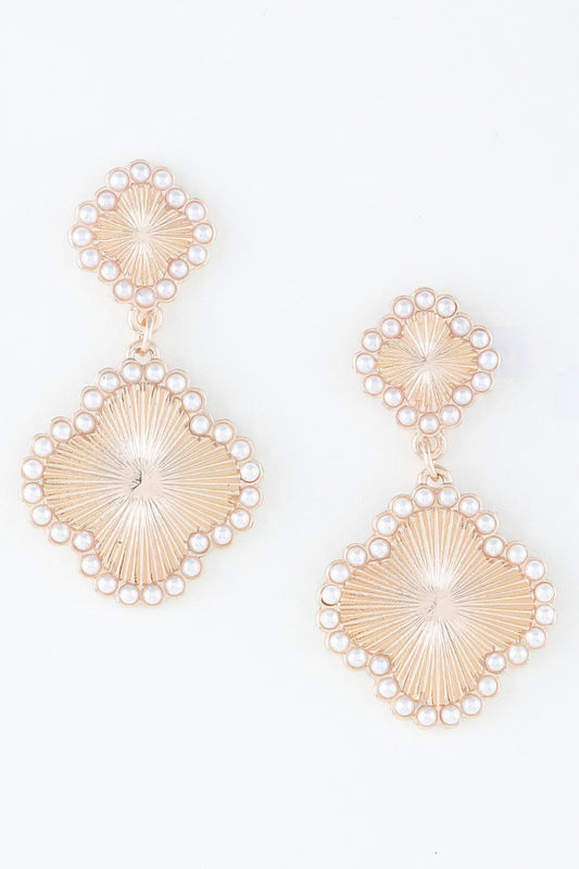 Pearled Clover Drop Earrings