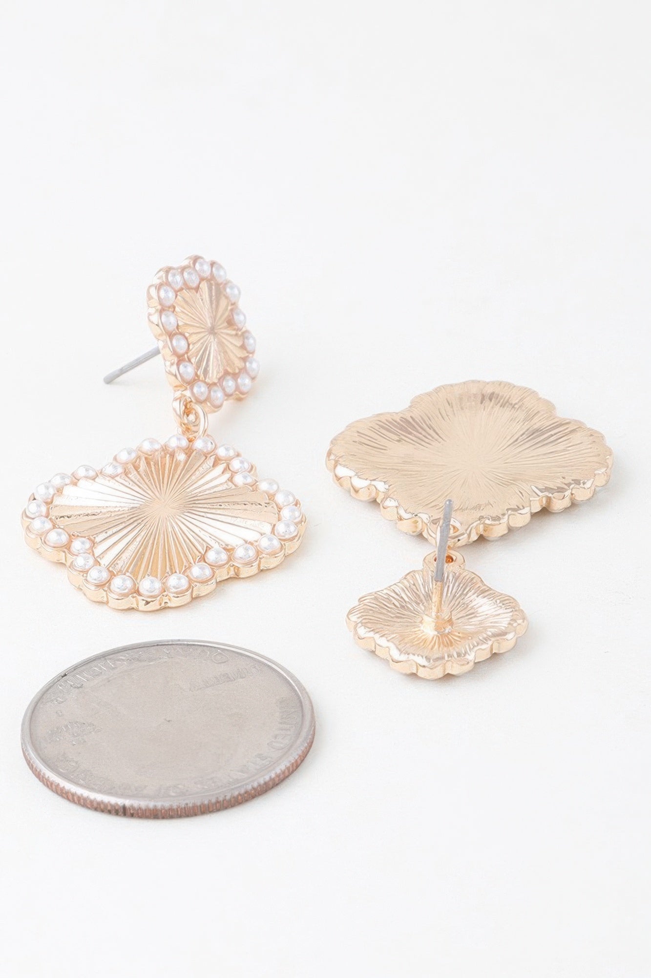 Pearled Clover Drop Earrings