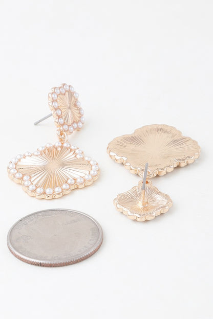 Pearled Clover Drop Earrings