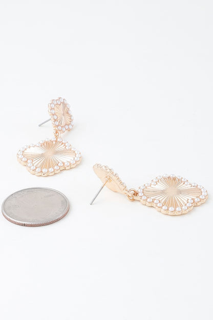 Pearled Clover Drop Earrings